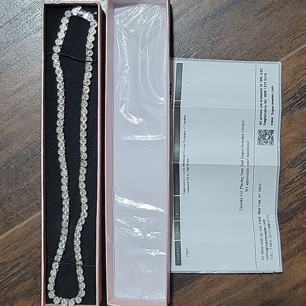 2 Carat Natural Diamond Tennis Necklace, 17 Inches - Picture 6 of 7